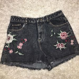 Floral denim shorts
